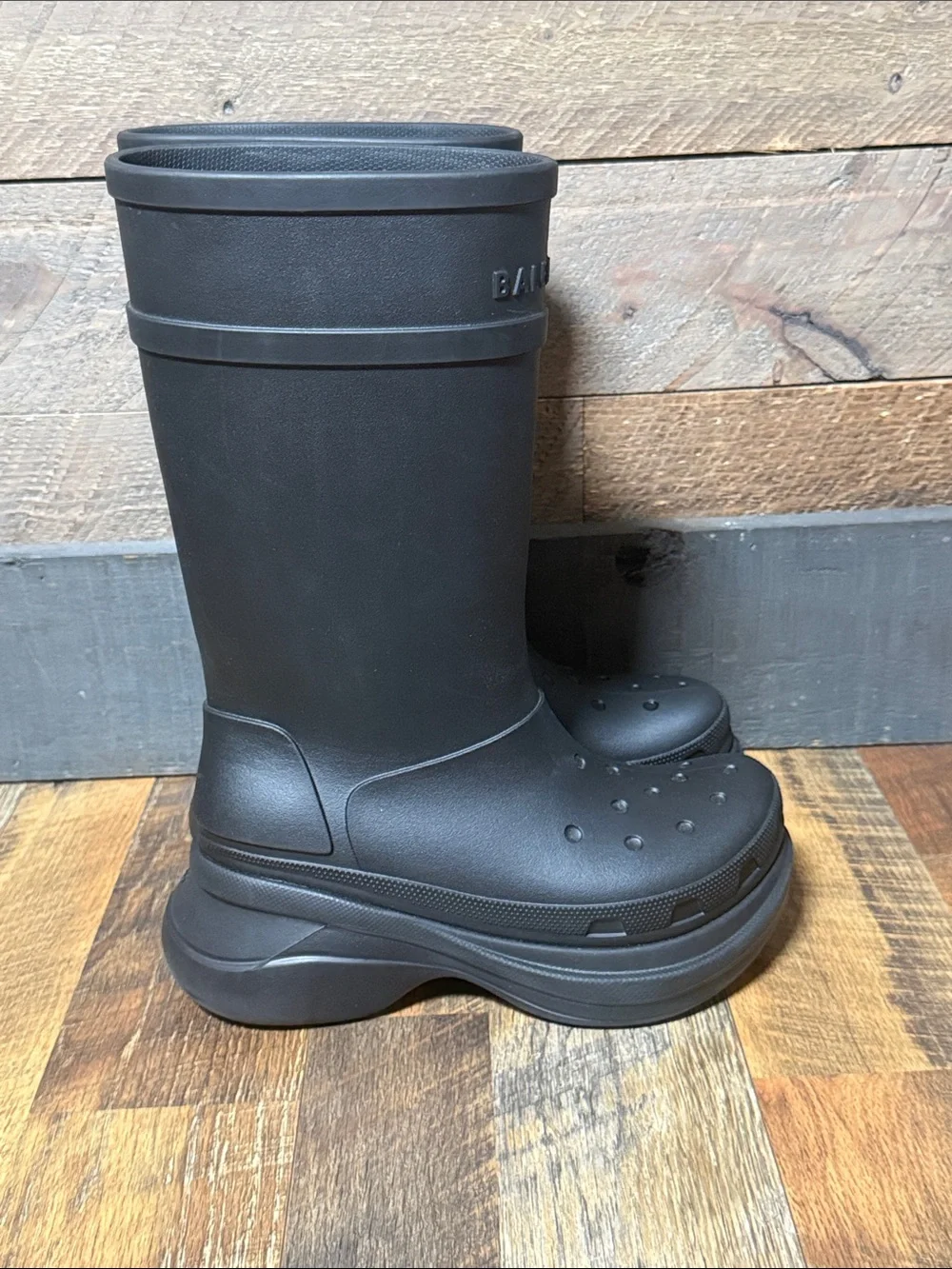Balenciaga x Crocs Boots Matte Black Platform Rain Boots Size 40